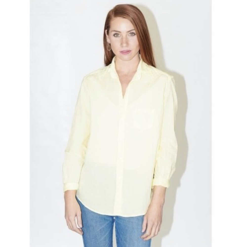 FRANK & EILEEN Light Yellow Eileen Cotton Button Down Blouse Size Medium